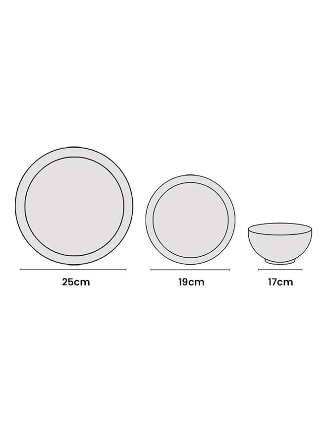 Noon East - 12 Piece Opalware Dinner Set For Everyday Use - Light Weight Dishes, Plates - Dinner Plate, Side Plate, Bowl - Serves 4 - Printed Design Eloni White - Image 1