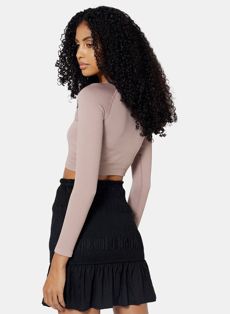 MANGO Solid Cropped T-Shirt Malva  - Image 2