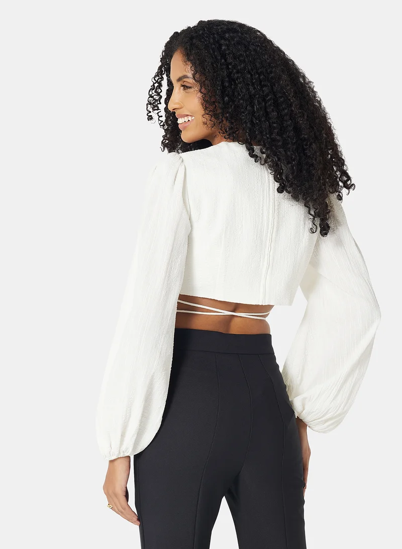 Finders Keepers Puff Sleeve Top Ivory
