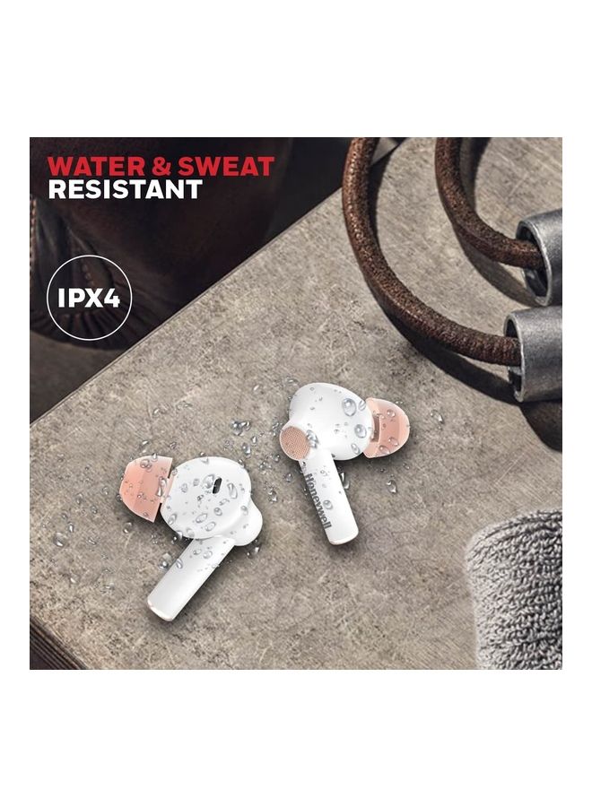 Moxie V1000 Truly Wireless Earbuds, Upto 12 Hours Playtime, IPX4, Type-C Fast Charging, Voice Assistant & Bluetooth 5.0 White