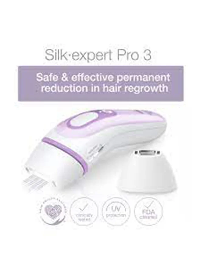 BRAUN IPL Silk-expert PL 3011, hair removal system for use on body and face, 300,000 flashes with 2 extras : Venus razor and premium bag White/Purple 500grams
