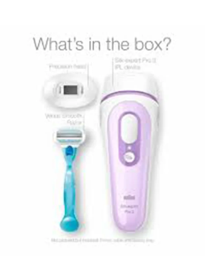 BRAUN IPL Silk-expert PL 3011, hair removal system for use on body and face, 300,000 flashes with 2 extras : Venus razor and premium bag White/Purple 500grams