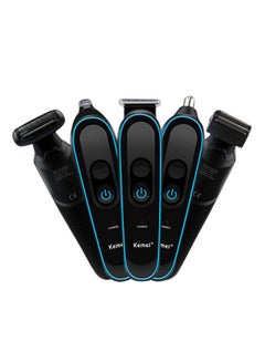 KM-690 Professional 5-In-1 Multi-Function Hair Clipper Set Blue/Black 22x18.5x6.5cm