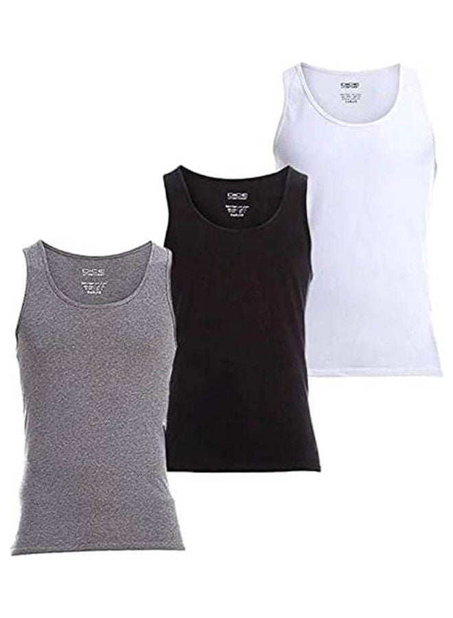 DICE Pack Of 3 Cotton Stretch Tank Top Multicolour  - Image 1