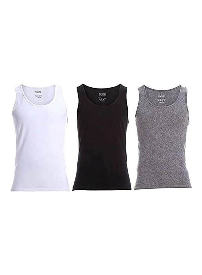 DICE Pack Of 3 Cotton Stretch Tank Top Multicolour  - Image 2