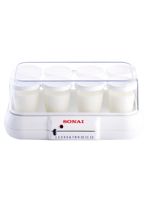 SONAI Yoghurt Maker, 8 Cups, 10 Watt, light indicator, White - MAR-1008 10 W MAR-1008 White/Clear