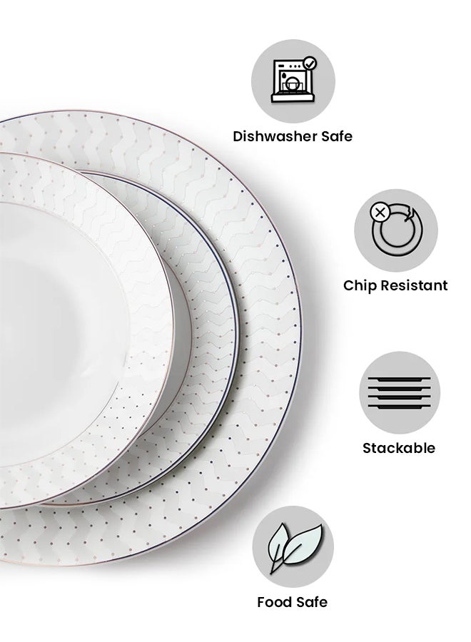 Noon East 12-Piece Porcelain Dinner Set, Plates, Dishes, Soup Plate, Serves 4 White - Image 5