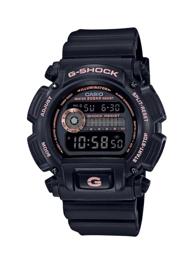 ساعة يد رقمية دائرية الشكل بسوار من الراتنج - لون أسود - طراز DW-9052GBX-1A4DR للرجال - v1653300477/N13596617A_1