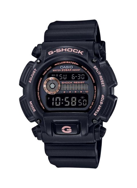 Men's Round Shape Resin Band Digital Wrist Watch - Black - DW-9052GBX-1A4DR