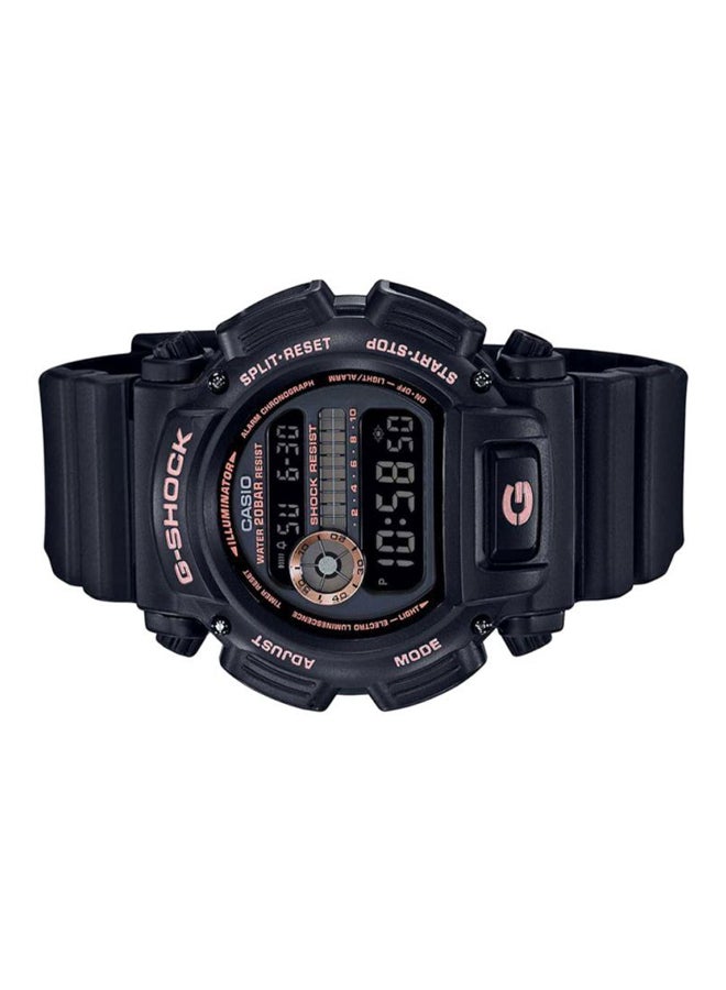 ساعة يد رقمية دائرية الشكل بسوار من الراتنج - لون أسود - طراز DW-9052GBX-1A4DR للرجال - v1653300477/N13596617A_7