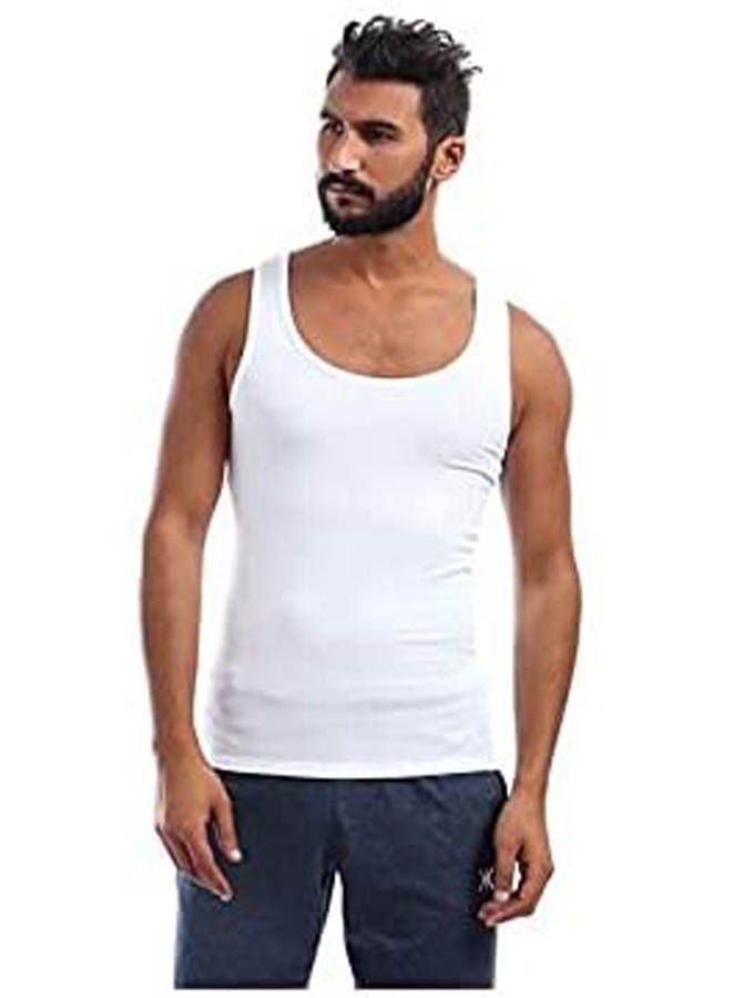 DICE Set Of (3) Solid Sleeveless T-Shirt  For Men White - Image 2