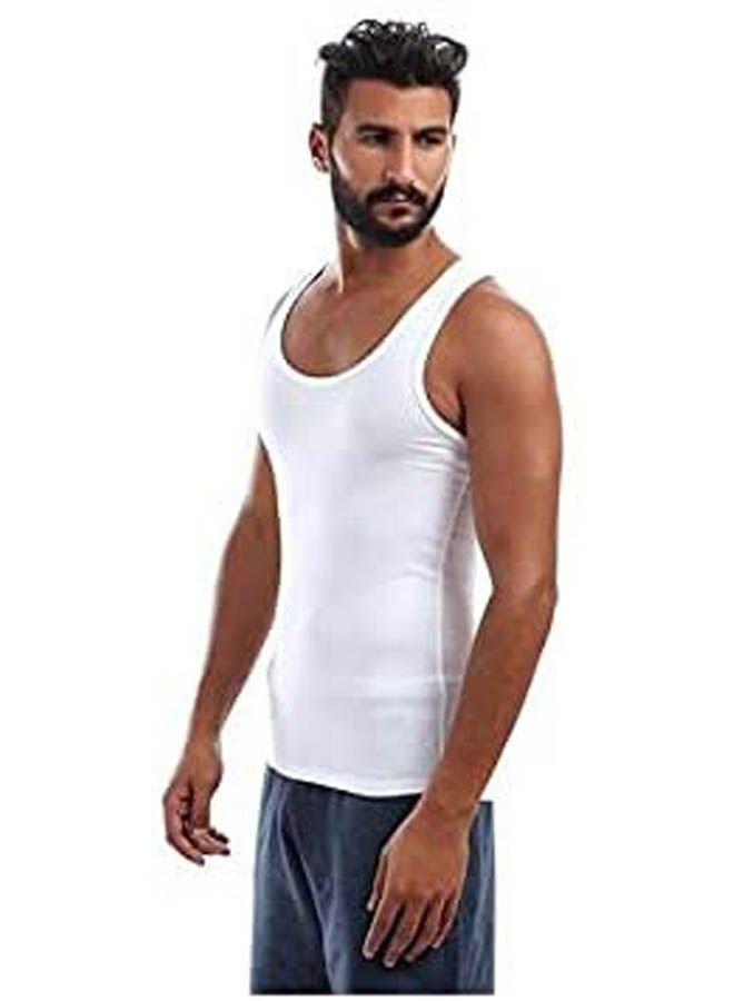 DICE Set Of (3) Solid Sleeveless T-Shirt  For Men White - Image 3
