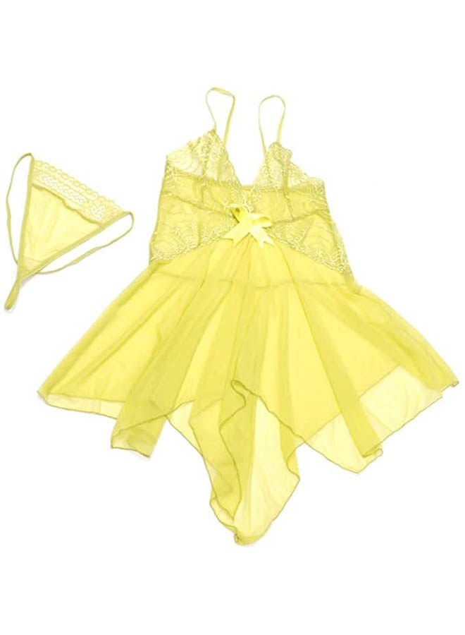 Women'S Chiffon Short Lingerie Dress Yellow - Image 1