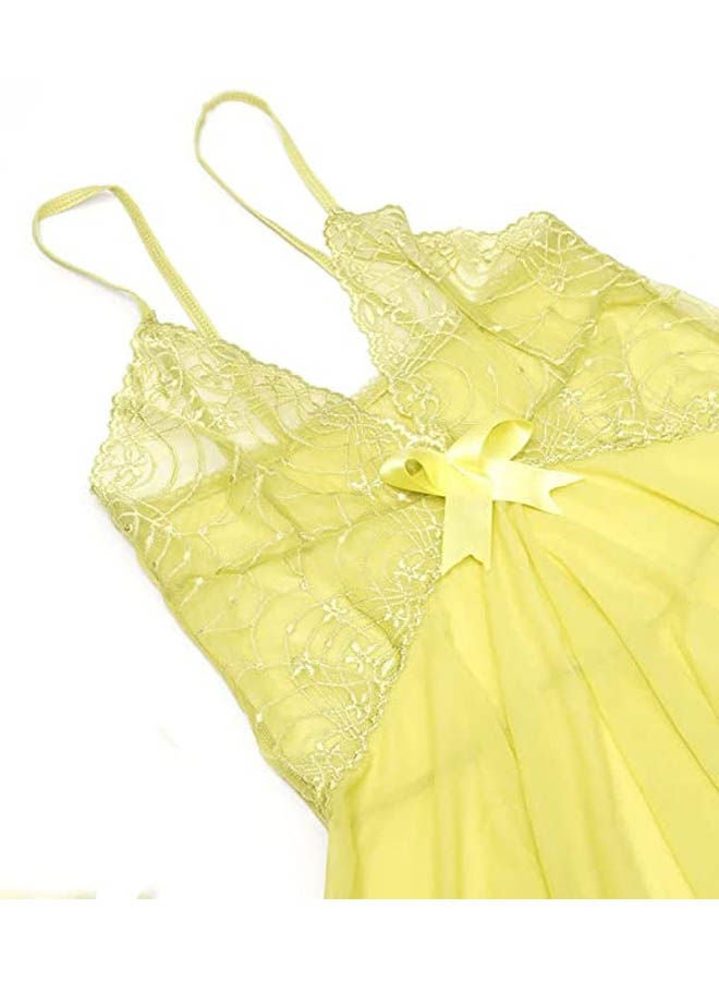 Women'S Chiffon Short Lingerie Dress Yellow - Image 2