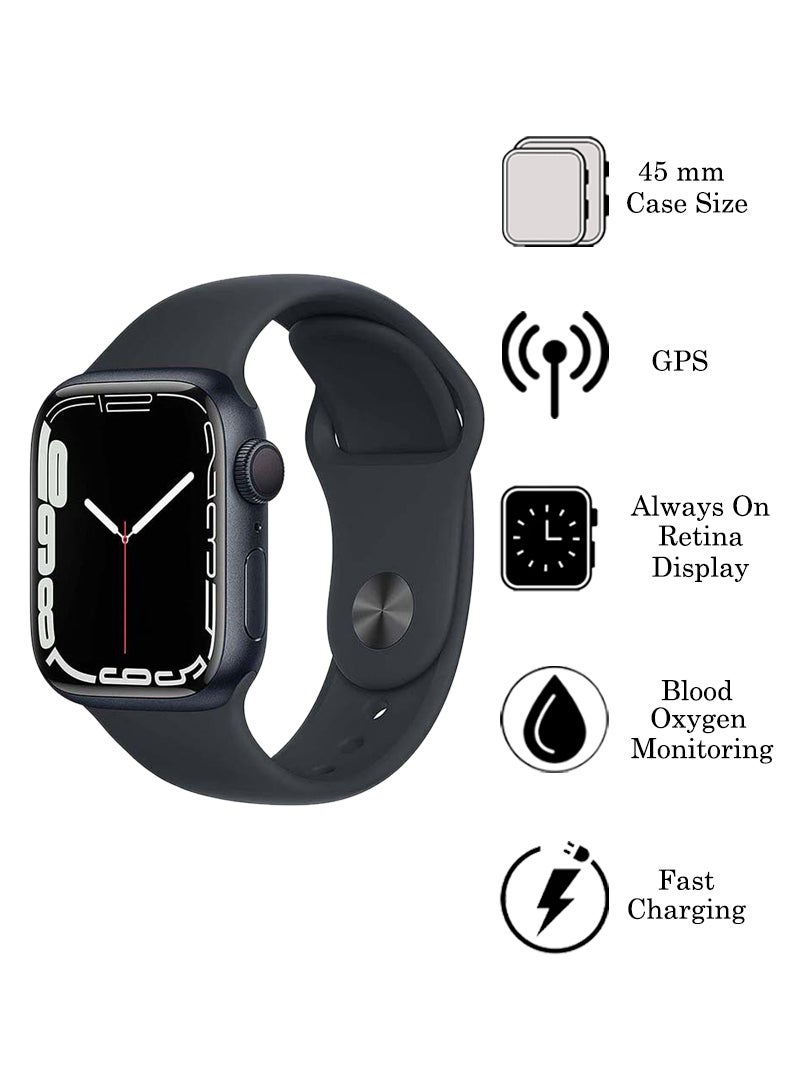 Apple - Watch Series 7 GPS 45mm Midnight Aluminium Case With Sport Band Midnight - Image 1