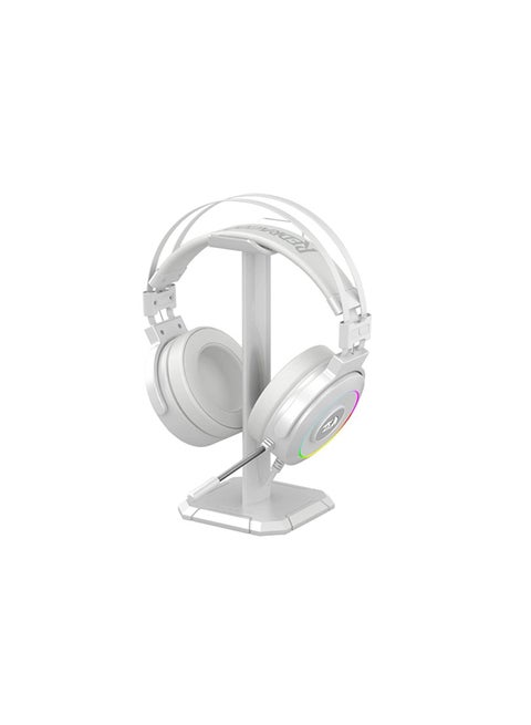 سماعة رأس H320 لاميا 2 USB بجودة صوت محيطي 7.1 وإضاءة RGB للألعاب من ريدراجون - تأثير صوت محيطي ثلاثي الأبعاد مع حامل سماعة - ميكروفون مرن - لون أبيض