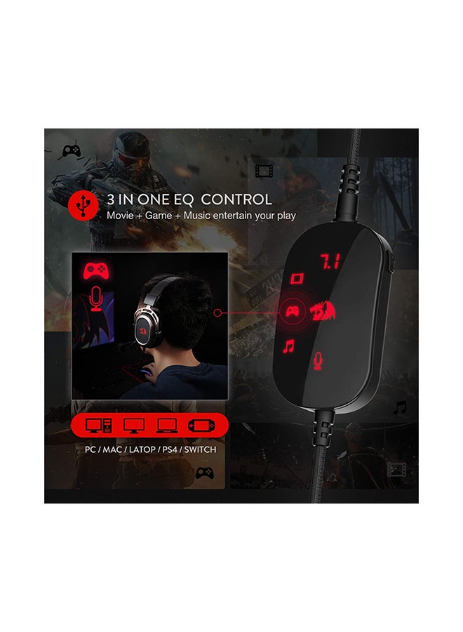 REDRAGON - H710 Helios Wired Gaming Headset - 7.1 Surround Sound - Memory Foam Ear Pads - 50MM Drivers - Detachable Microphone - Multi Platform Headphone - Works with PC/PS4/Switch - Image 1