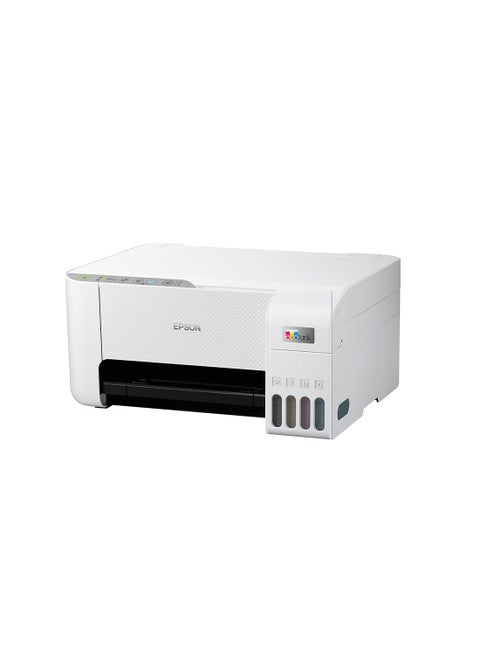 طابعة Ecotank L3256 Home Ink Tank مقاس A4، ملونة، 3 في 1 مع اتصال واي فاي وتطبيق Smartpanel، أبيض أبيض