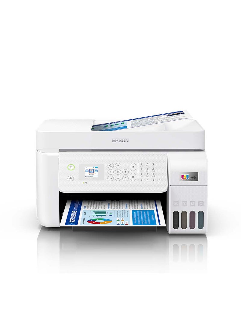 EPSON - Ecotank L5296 Office Ink Tank Printer, Print, Scan, Copy, Fax, 180 Nozzles Black & 59 Nozzles per Color, Up to 5760 x 1440 DPI Resolution, Epson Micro Piezo Print Head White - Image 1
