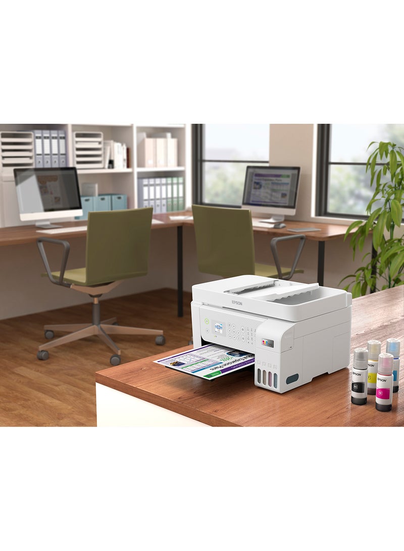 EPSON - Ecotank L5296 Office Ink Tank Printer, Print, Scan, Copy, Fax, 180 Nozzles Black & 59 Nozzles per Color, Up to 5760 x 1440 DPI Resolution, Epson Micro Piezo Print Head White - Image 1
