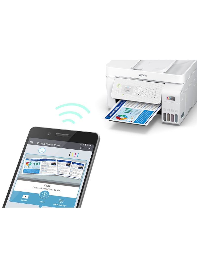 EPSON - Ecotank L5296 Office Ink Tank Printer, Print, Scan, Copy, Fax, 180 Nozzles Black & 59 Nozzles per Color, Up to 5760 x 1440 DPI Resolution, Epson Micro Piezo Print Head White - Image 1