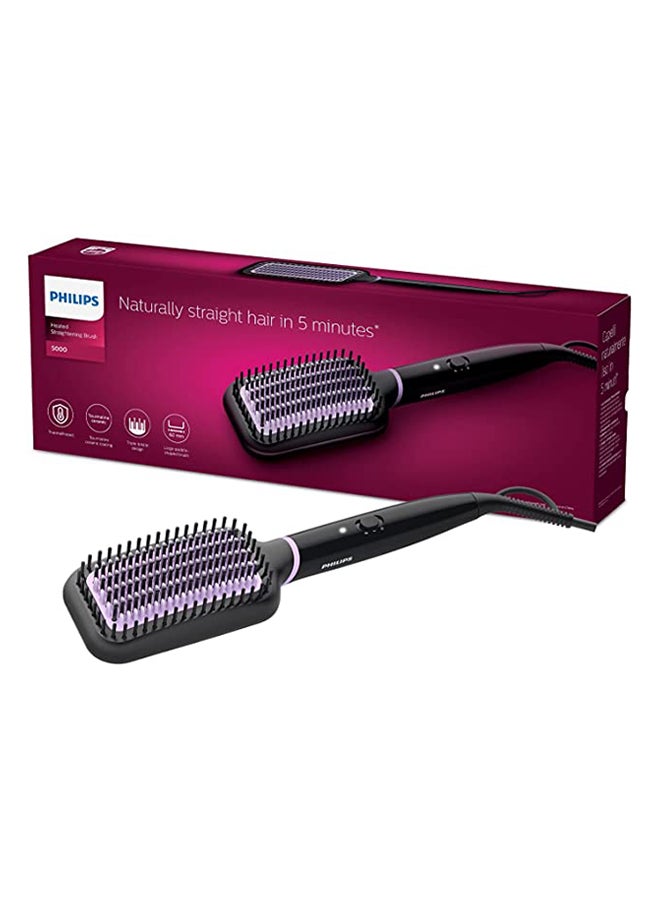 Philips - StyleCare Essential Heated Straightening Brush With 2 PIN BHH880/00 Black/Purple - Image 1