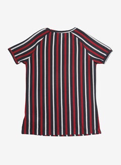 R&B Casual Stripped Short Sleeve T-Shirt Red/White/Black  - Image 2