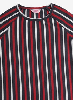 R&B Casual Stripped Short Sleeve T-Shirt Red/White/Black  - Image 3