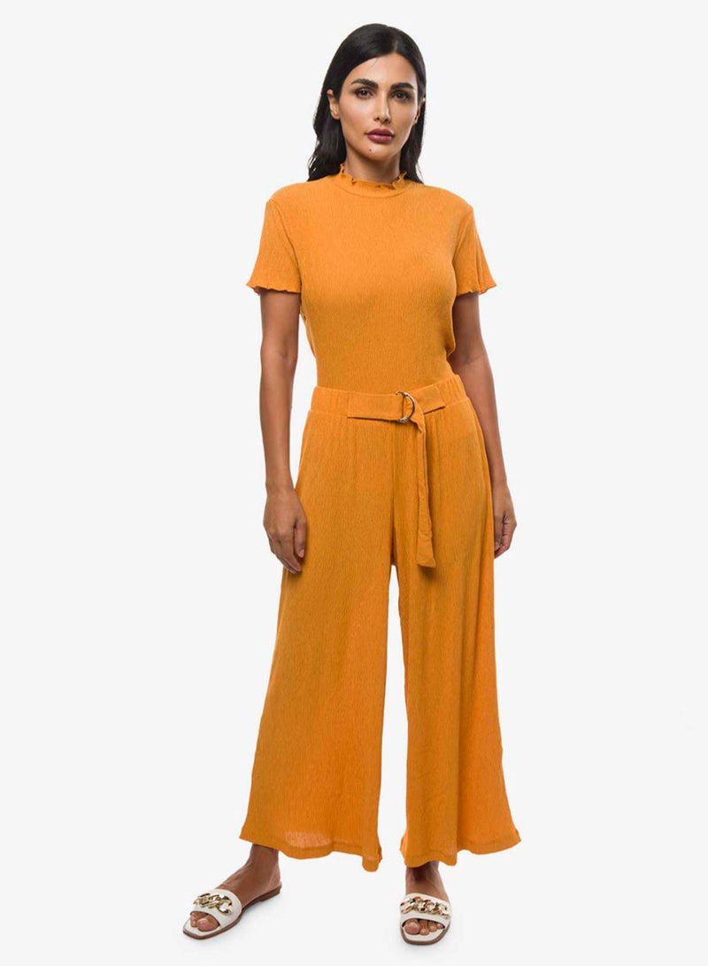R&B - Women's Pleat Detail Culottes Mustard - Image 1