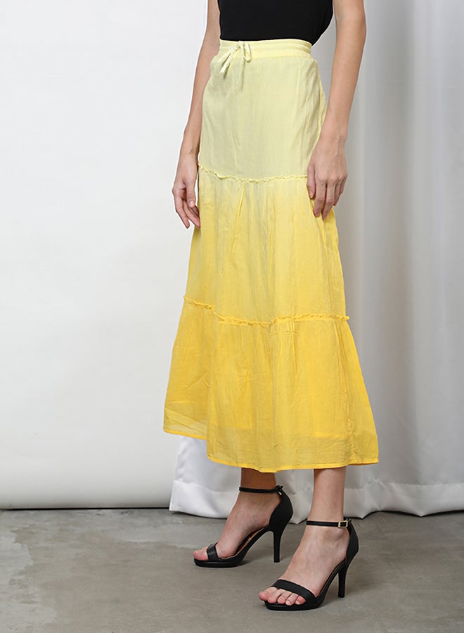 Aila - Casual Colourblock Flared Maxi Skirt Empire Yellow - Image 1