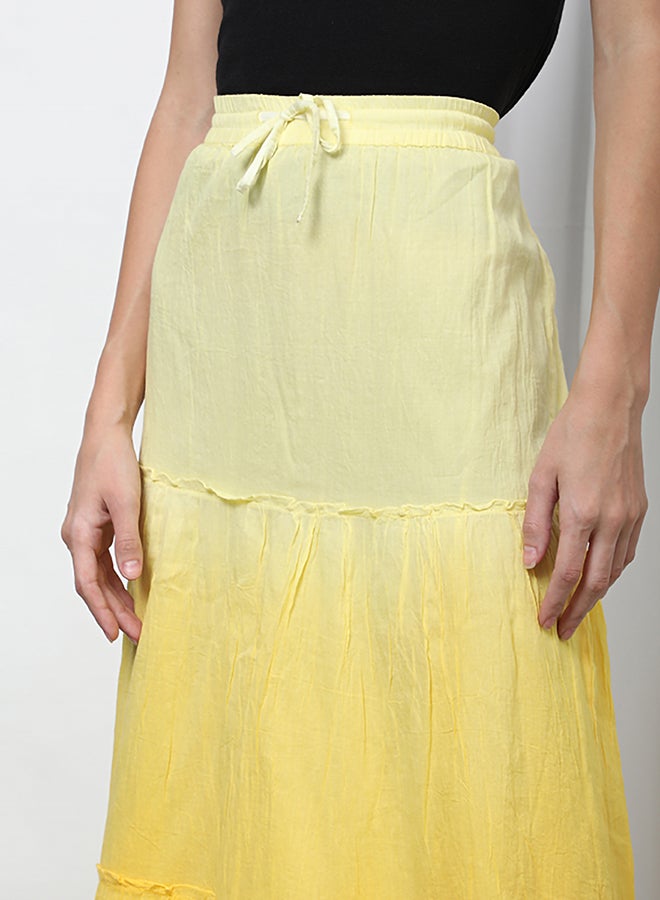 Aila - Casual Colourblock Flared Maxi Skirt Empire Yellow - Image 1