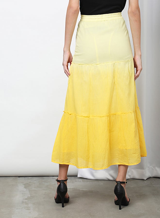 Aila - Casual Colourblock Flared Maxi Skirt Empire Yellow - Image 1