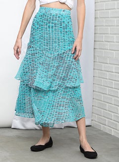 Casual Printed Flared Maxi Skirt Multicolour