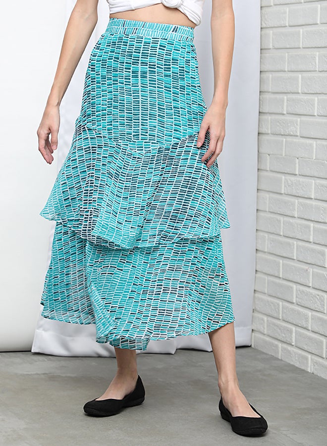 Aila - Casual Printed Flared Maxi Skirt Multicolour - Image 1