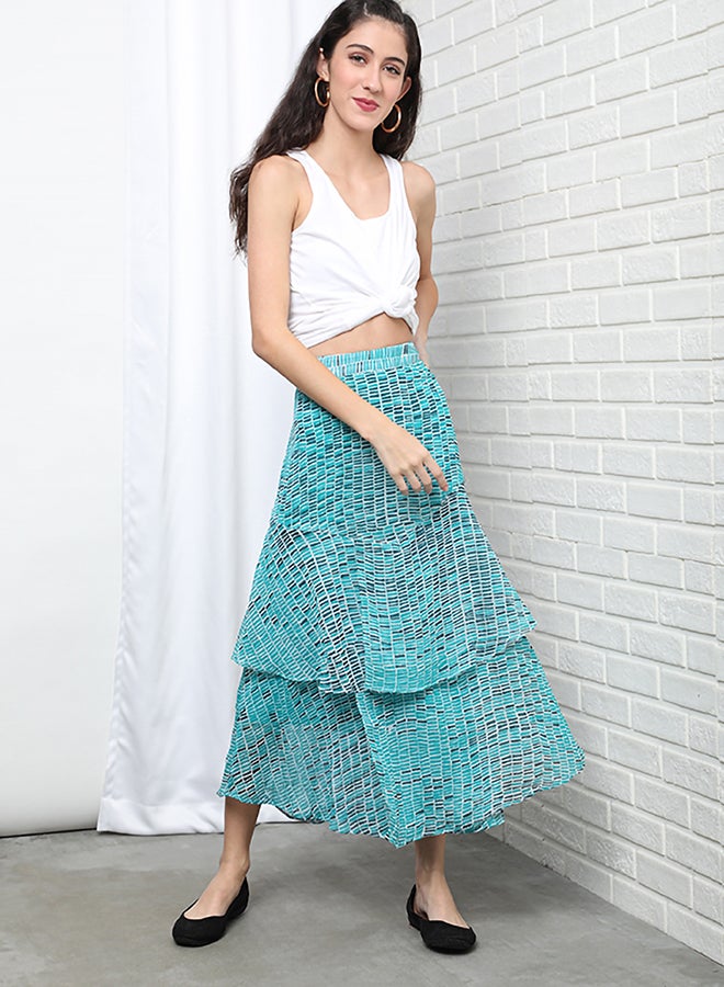Aila - Casual Printed Flared Maxi Skirt Multicolour - Image 1