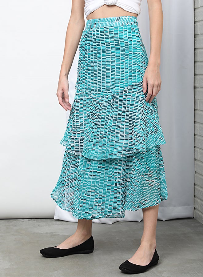 Aila - Casual Printed Flared Maxi Skirt Multicolour - Image 1