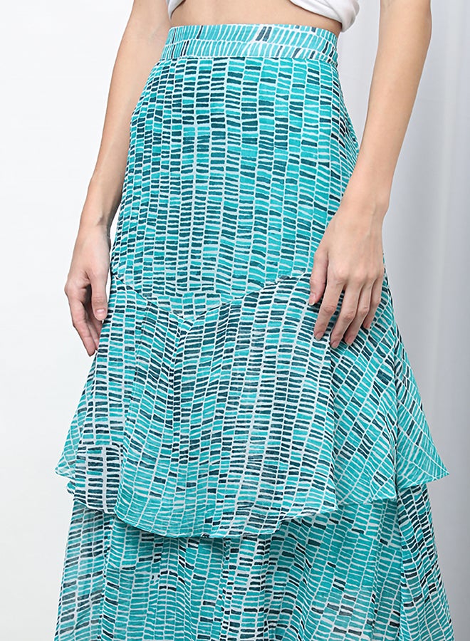 Aila - Casual Printed Flared Maxi Skirt Multicolour - Image 1