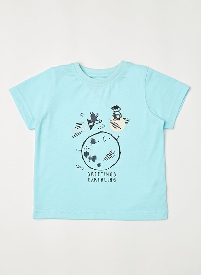 Zarafa Baby Boys Round Neck Short Sleeve T-Shirt Sky Blue - Image 1