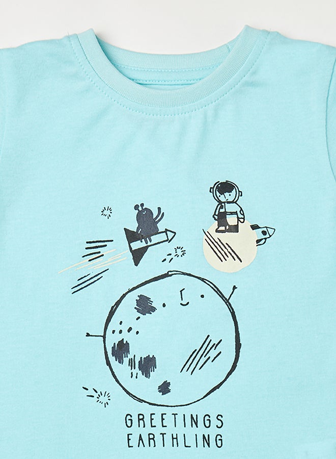 Zarafa Baby Boys Round Neck Short Sleeve T-Shirt Sky Blue - Image 3