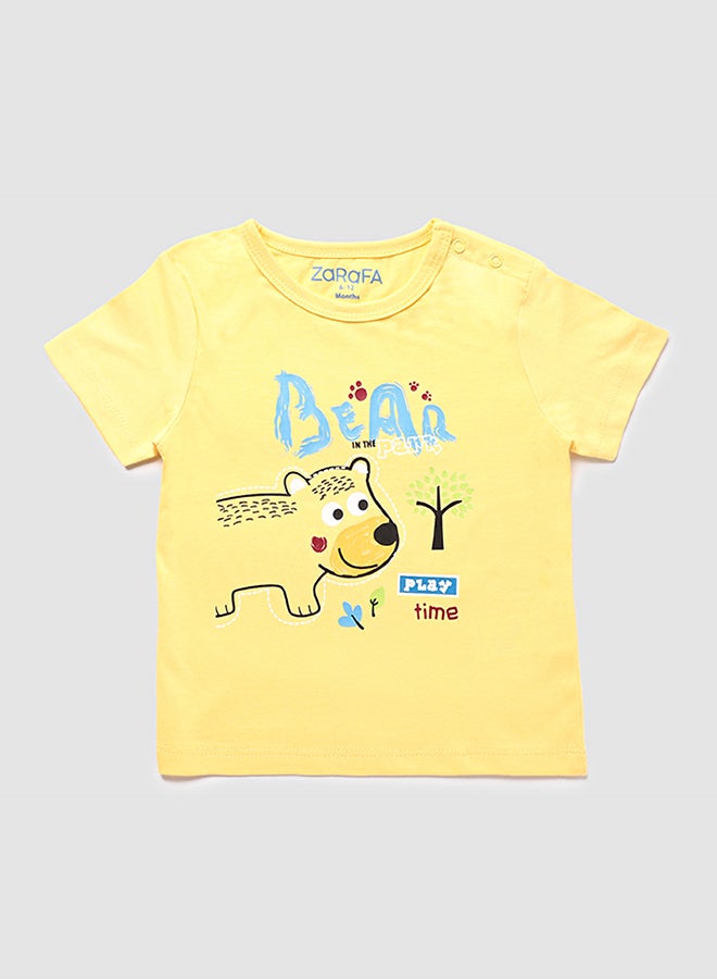Zarafa Baby Boys Round Neck Short Sleeve T-Shirt Light Yellow - Image 1