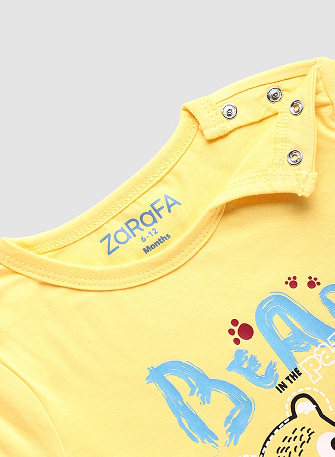 Zarafa Baby Boys Round Neck Short Sleeve T-Shirt Light Yellow - Image 3