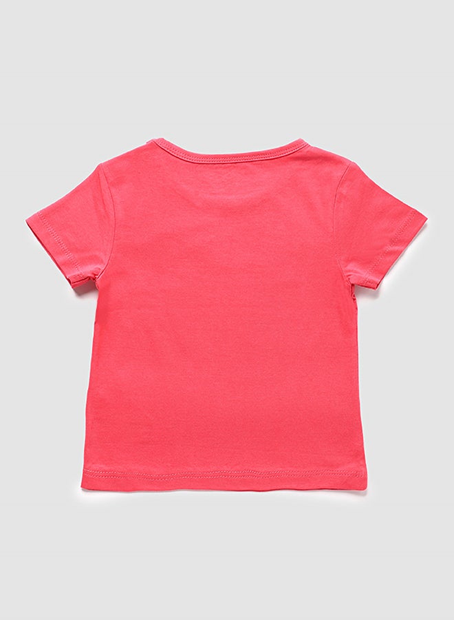 Baby Girls Round Neck Short Sleeve T-Shirt Red - v1653320018/N46371881V_2