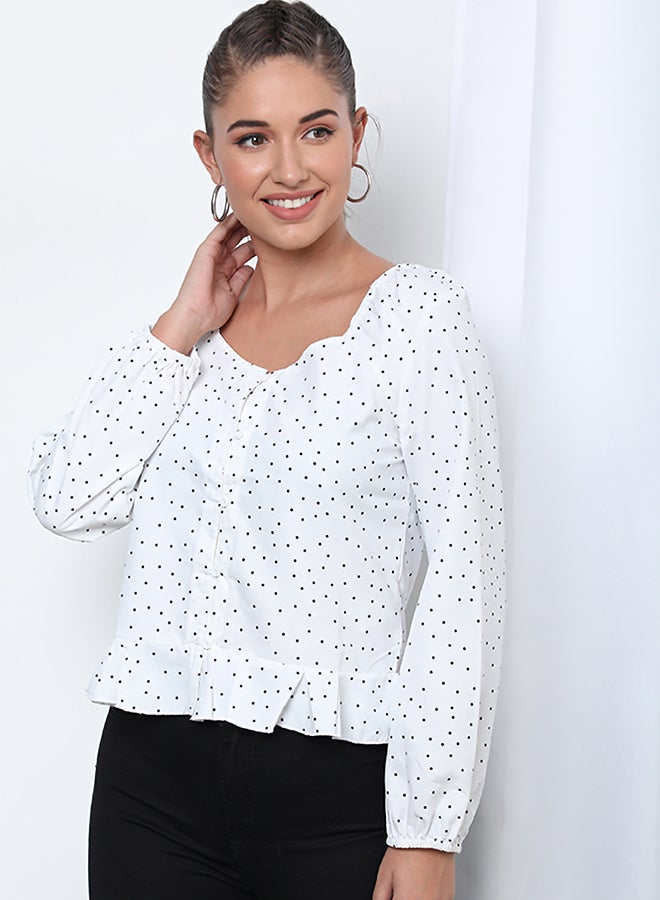 Aila Fashionable Scoop Neck Blouse Top Black  - Image 1