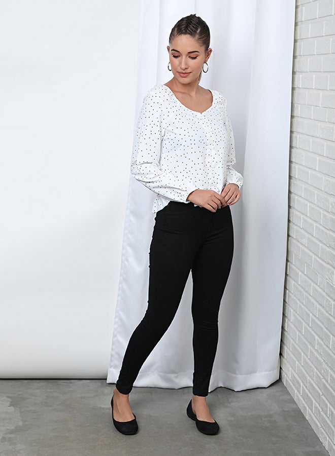 Aila Fashionable Scoop Neck Blouse Top Black  - Image 4