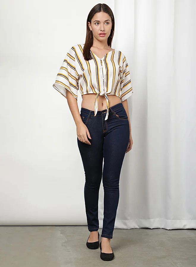 Aila Stripe Printed Crop Top