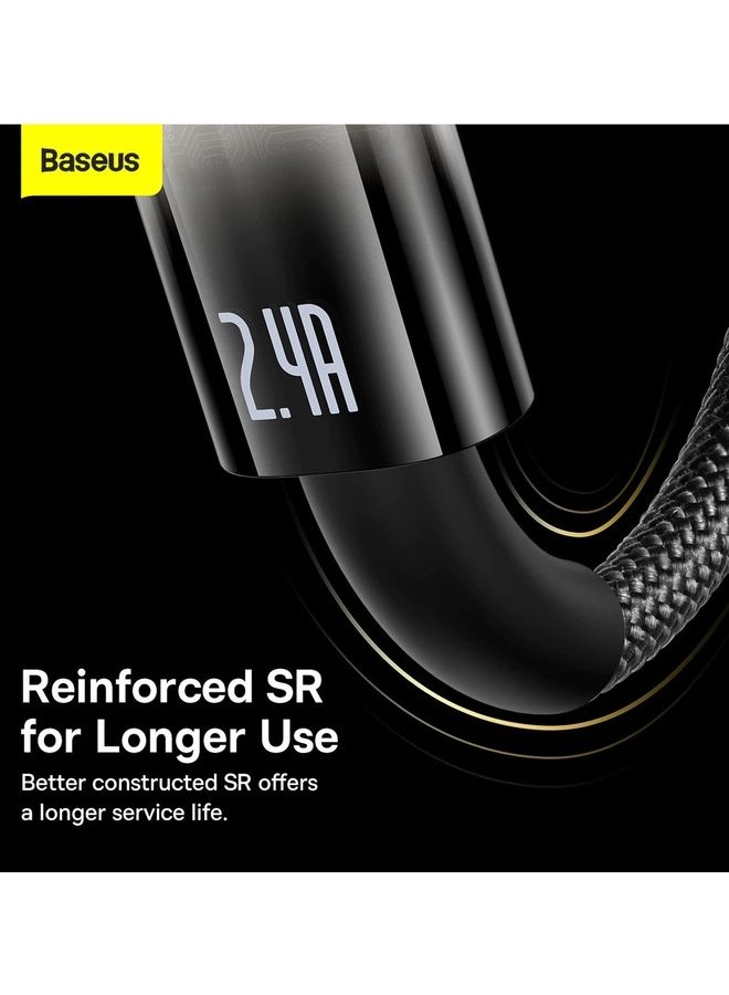 Baseus Explorer Series Auto Power Off Fast Charging Nylon Braided Data Cable USB A With Lightning Connector 2.4A (2m) Black - Image 5