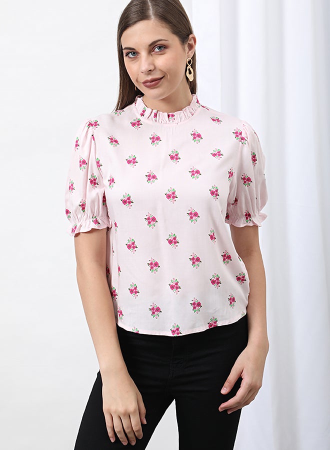 Aila Floral Printed Blouse Light Pink Aop - Image 1