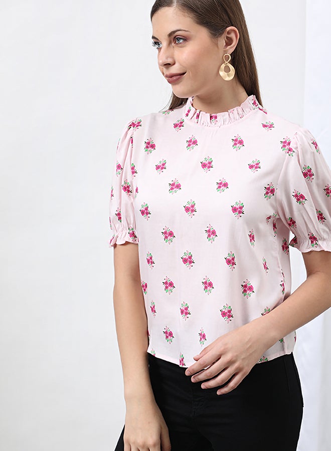 Aila Floral Printed Blouse Light Pink Aop - Image 2