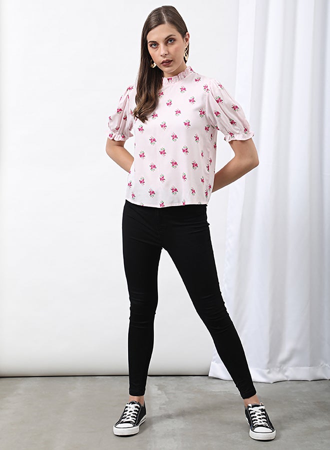 Aila Floral Printed Blouse Light Pink Aop - Image 4