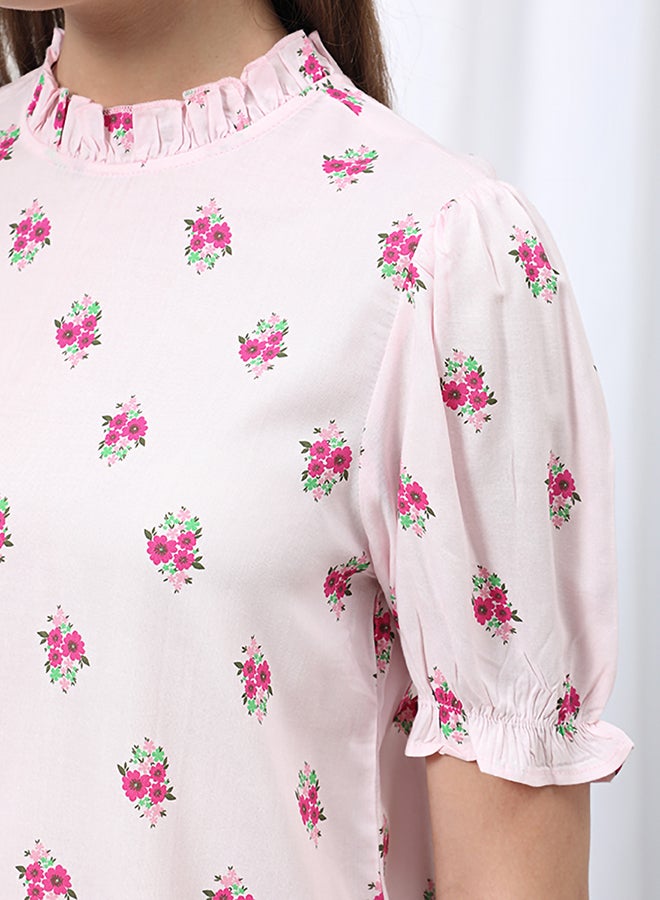 Aila Floral Printed Blouse Light Pink Aop - Image 3